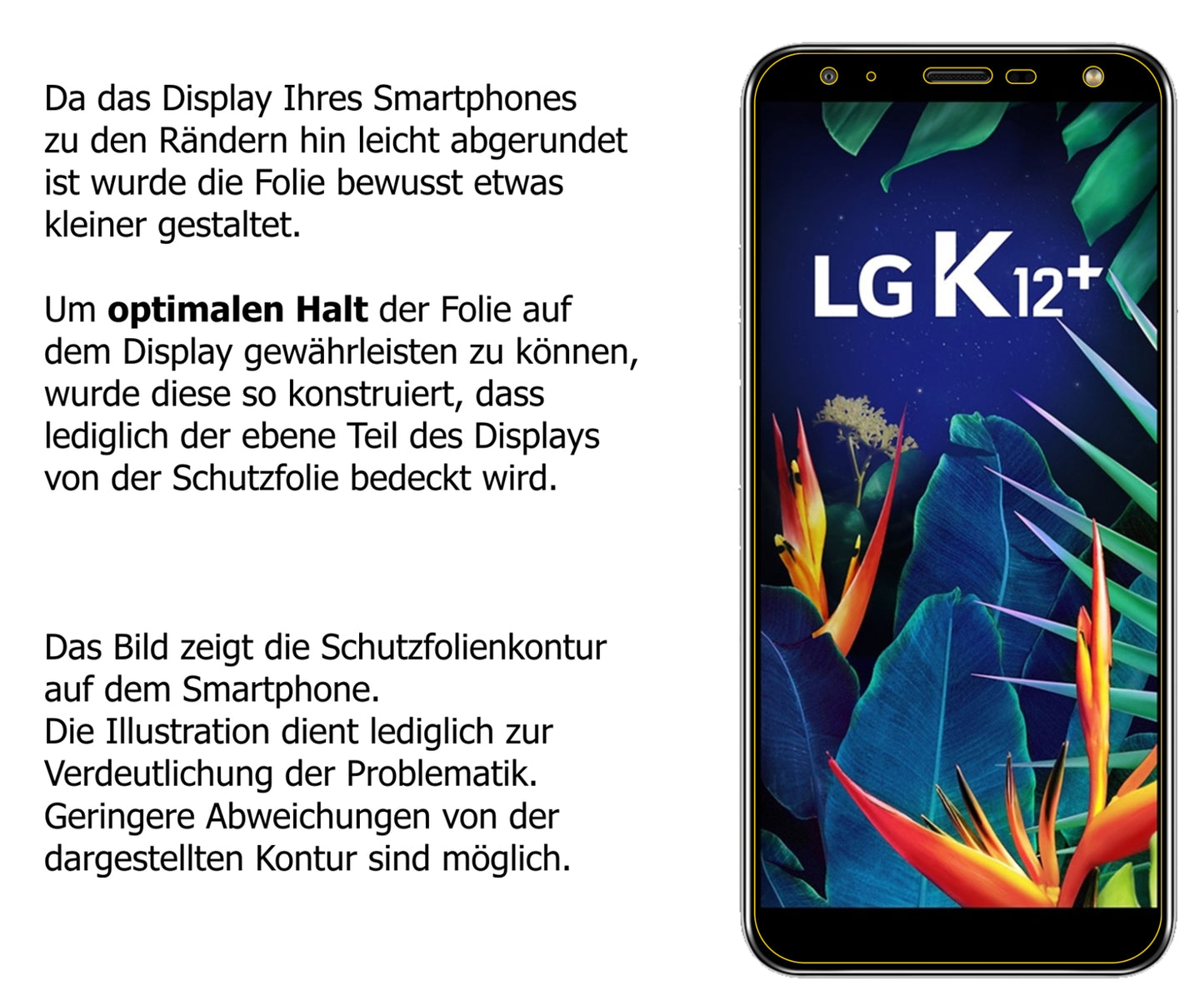 dipos Displayschutz für LG K12 Plus, transparente Oberfläche, perfekte Passform auch für die Rundungen