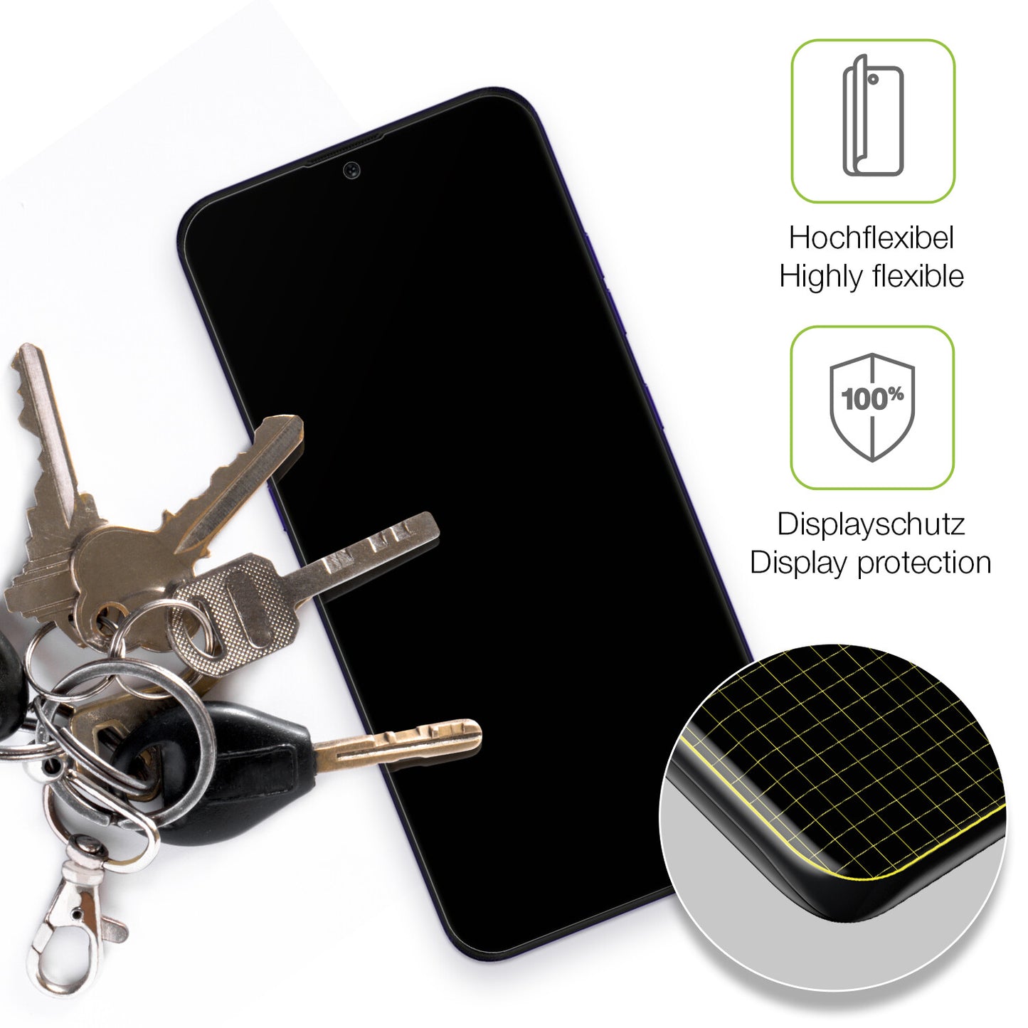 dipos Displayschutz für LG K22 Plus, transparente Oberfläche, perfekte Passform auch für die Rundungen