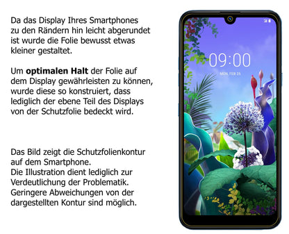 dipos Displayschutz für LG X6, transparente Oberfläche, perfekte Passform auch für die Rundungen
