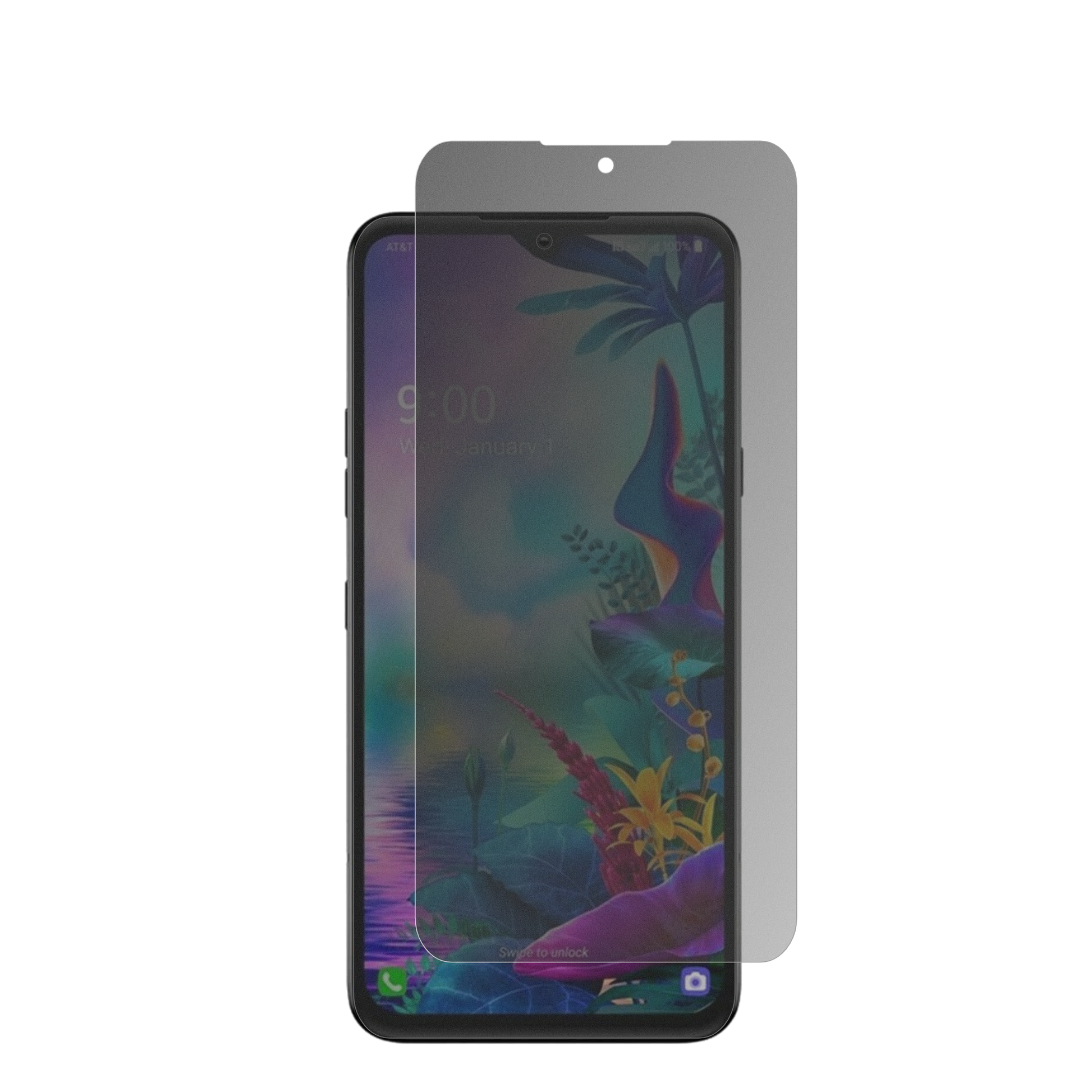 LGG8x mit aufgebrachter dipos Flex Schutzfolie, die seitliche Einblicke blockiert