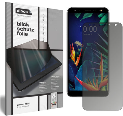 Blickschutzfolie von dipos passend für LG K40S, präziser Zuschnitt und blasenfrei montiert