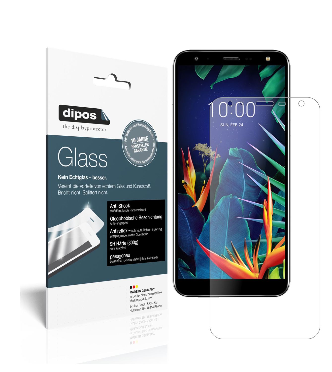Matte Displayschutzfolie von dipos passend für LG K40S, 9H kratzfest und blasenfrei montiert