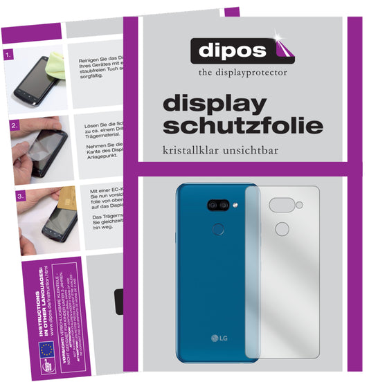 Klare Displayschutzfolie von dipos passend für LG K40s Rückseite, präziser Zuschnitt und blasenfrei montiert