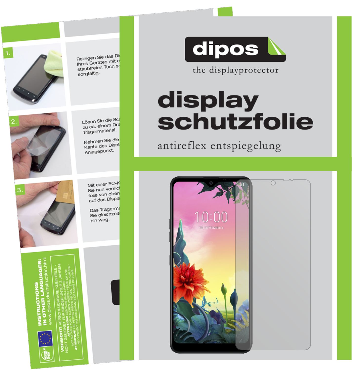 Matte Displayschutzfolie von dipos passend für LG K50S, präziser Zuschnitt und blasenfrei montiert