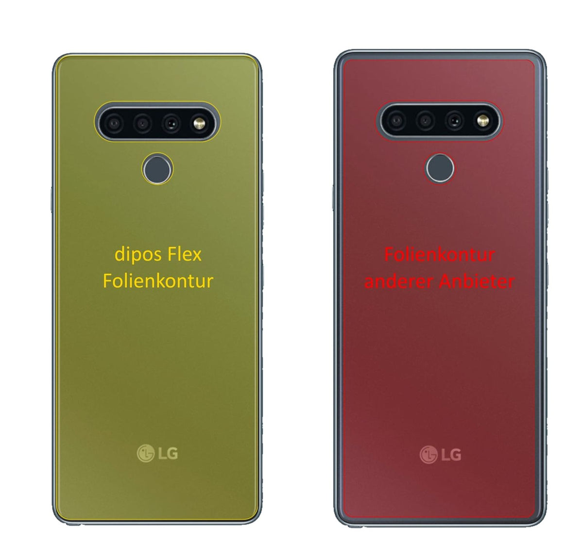 3x 3D Full Cover Schutzfolie für LG K71 Rückseite