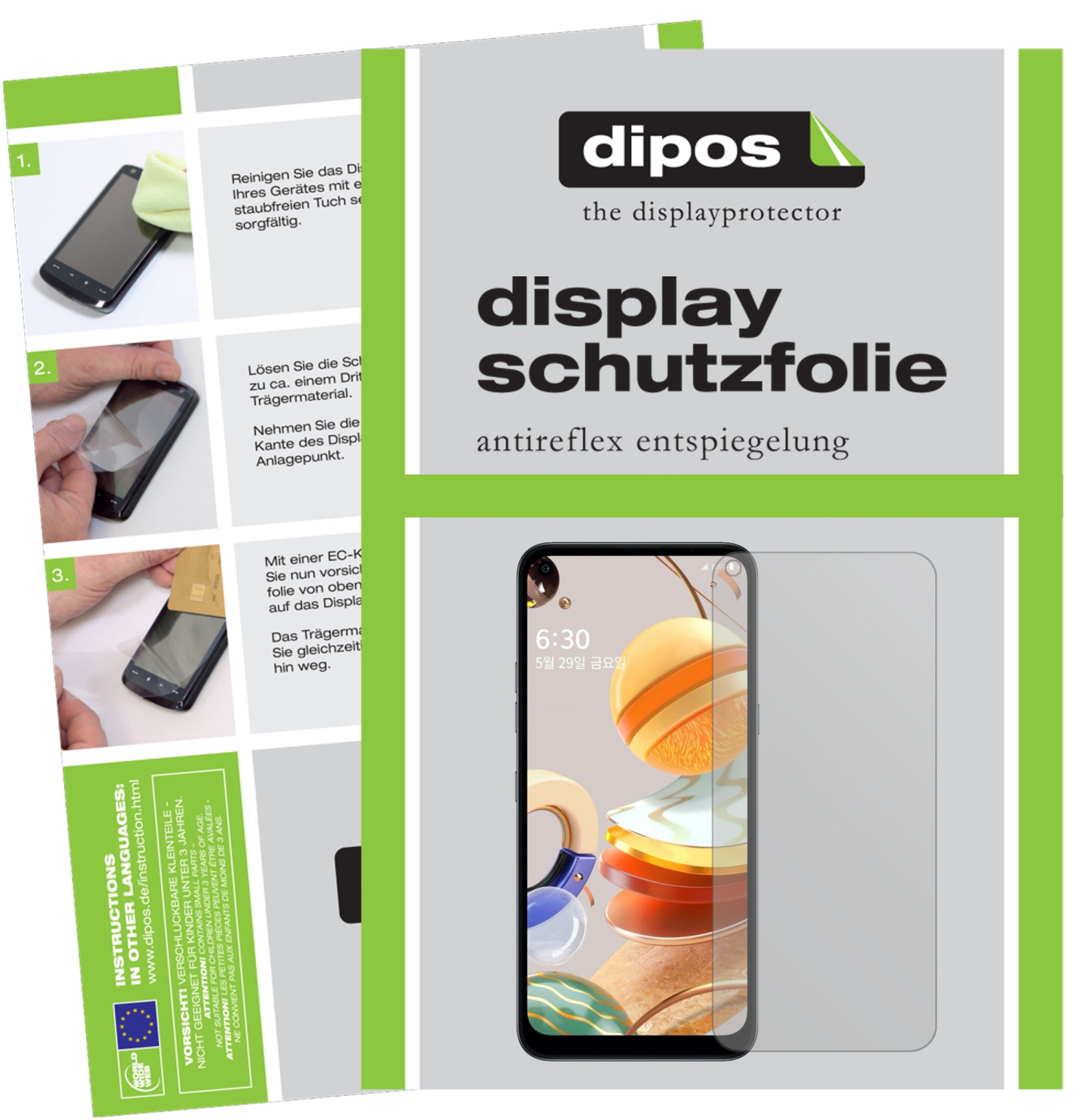 Matte Displayschutzfolie von dipos passend für LG Q61, präziser Zuschnitt und blasenfrei montiert