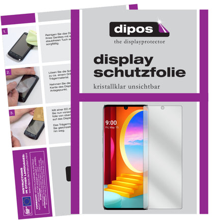 Klare Displayschutzfolie von dipos passend für LG Velvet 4G, präziser Zuschnitt und blasenfrei montiert