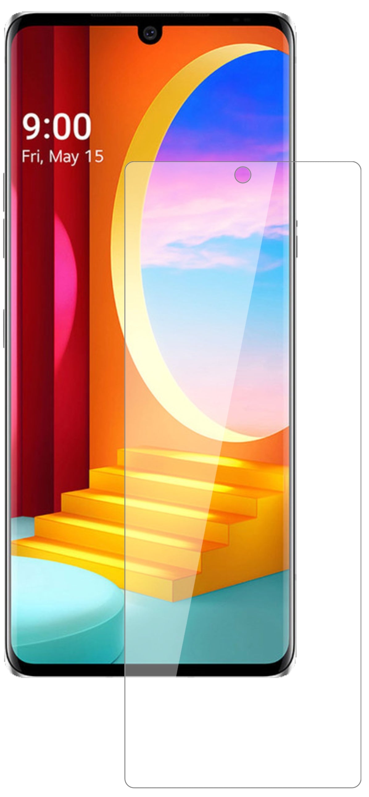 LGVelvet 4G mit aufgebrachter dipos Flex Schutzfolie, glasklare Darstellung ohne Einschränkungen