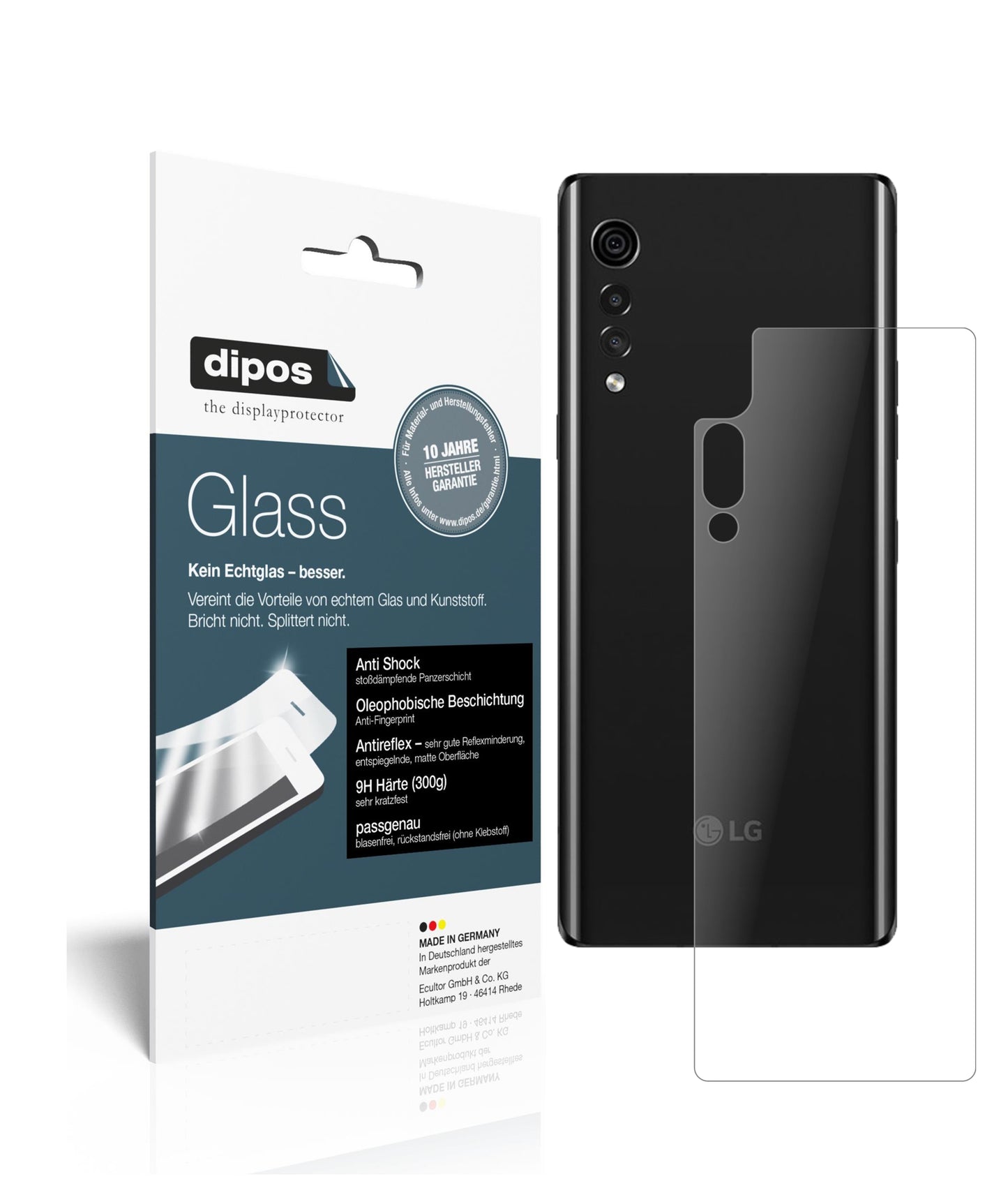 Mattes Panzerglas: Schutz vor Brüchen, Fingerabdrücken und Bildschirmblendung für LG-Velvet 4G Rückseite