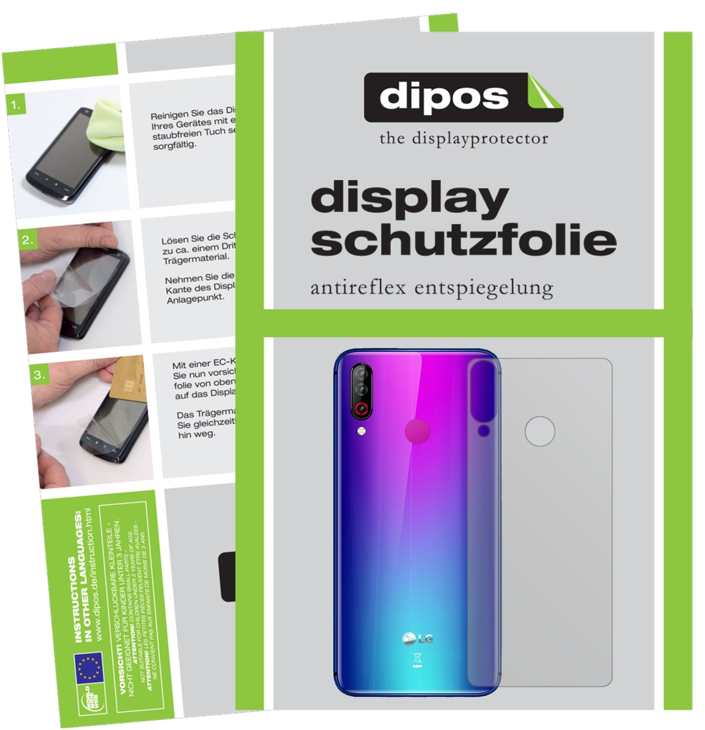 Matte Displayschutzfolie von dipos passend für LG W30 Rückseite, präziser Zuschnitt und blasenfrei montiert
