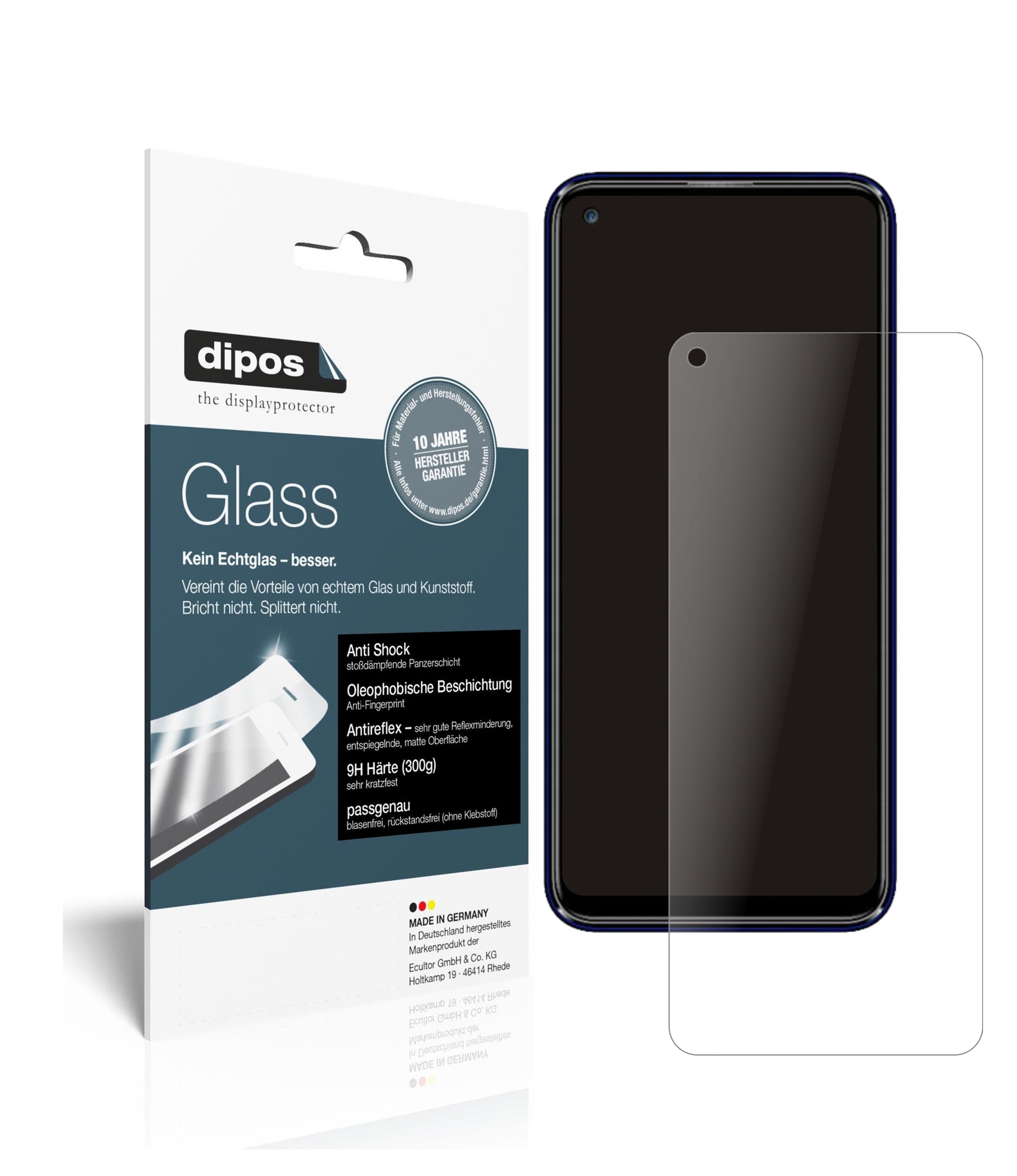 Matte Displayschutzfolie von dipos passend für LG W41, 9H kratzfest und blasenfrei montiert