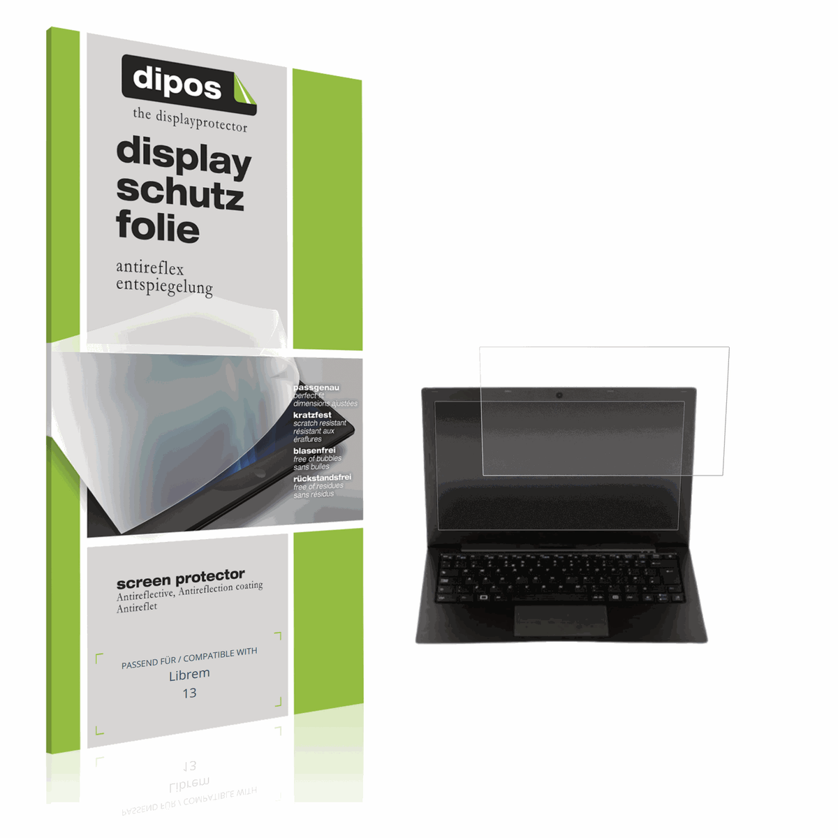 Matte Displayschutzfolie von dipos passend für librem13, präziser Zuschnitt und blasenfrei montiert
