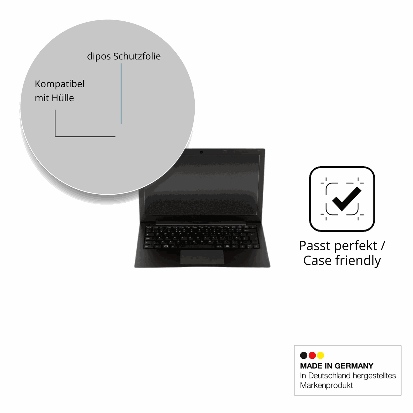 Schutzfolie mit optimaler Passform, zur Verwendung mit Hüllen geeignet