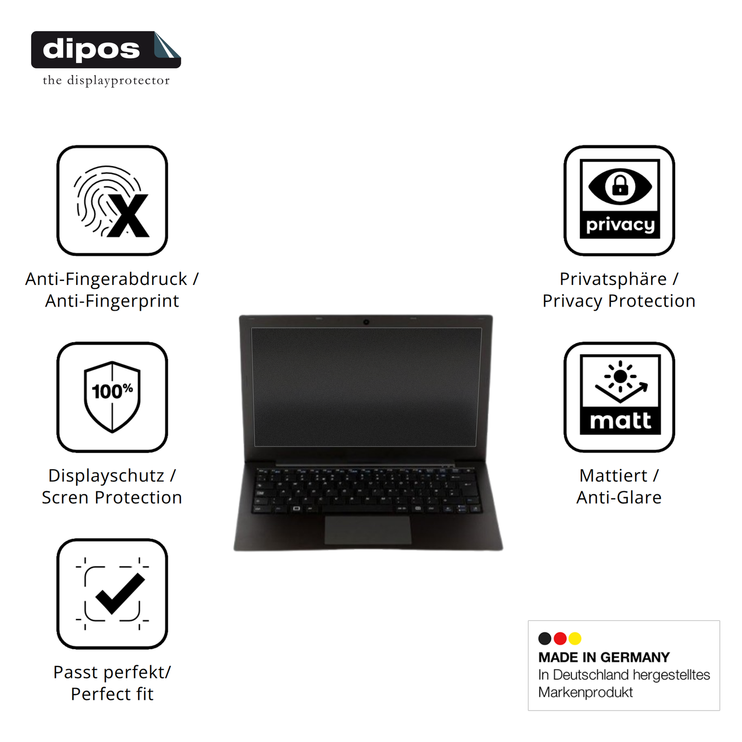Privatsphäre-Schutz durch Sichtschutz-Folie passend zugeschnitten für librem13