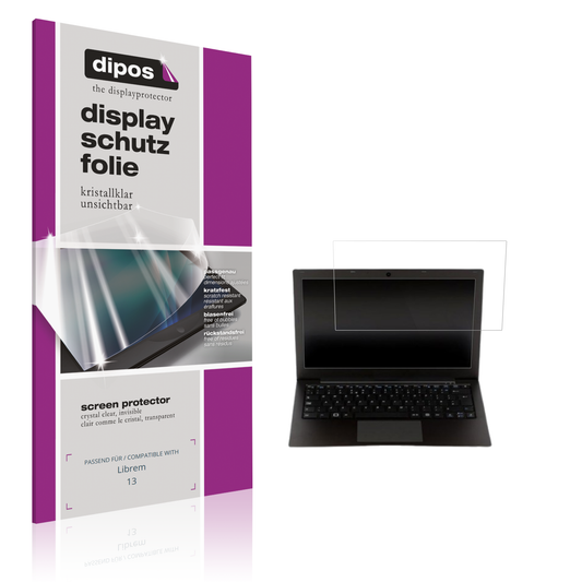 Klare Displayschutzfolie von dipos passend für librem13, präziser Zuschnitt und blasenfrei montiert