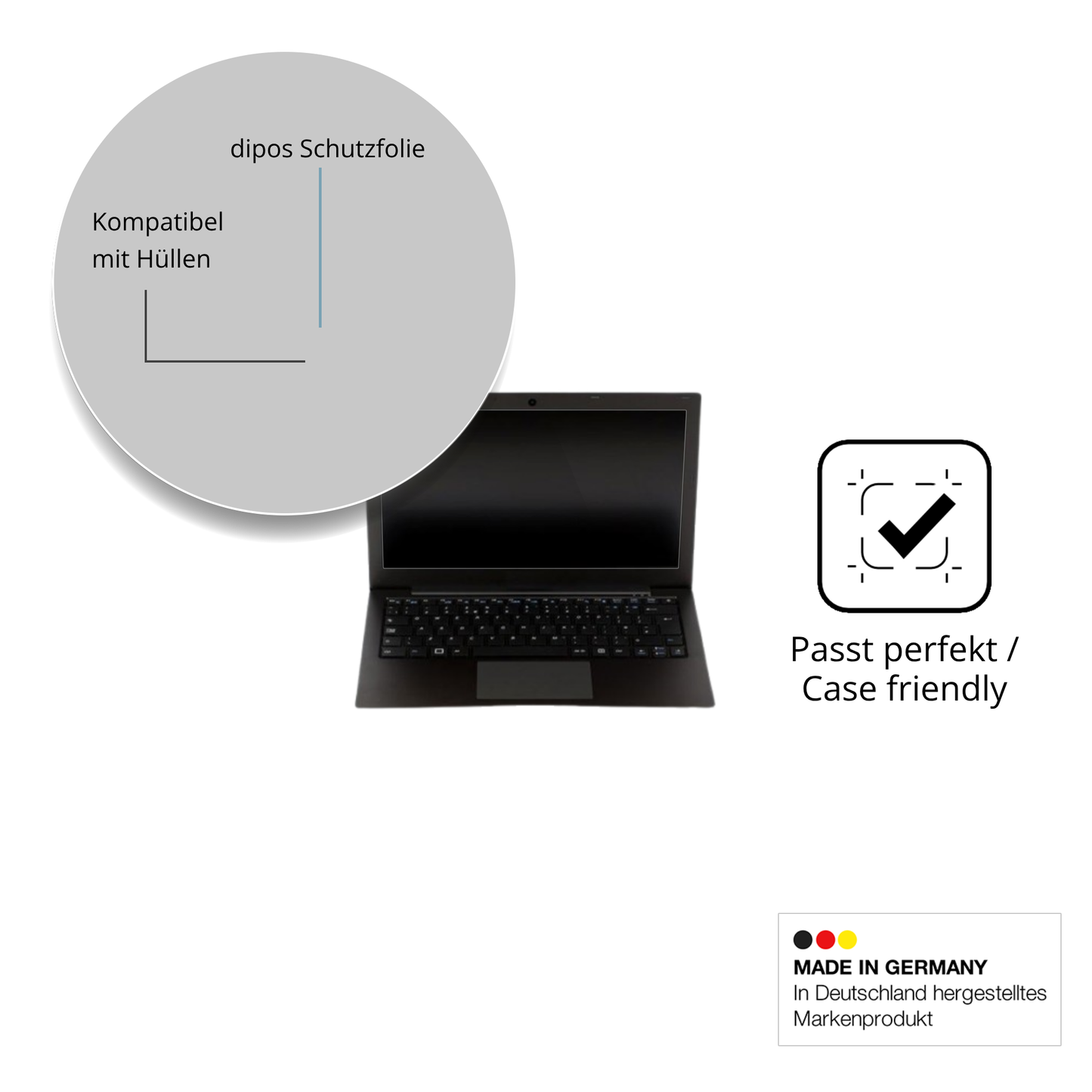 Schutzfolie mit optimaler Passform, zur Verwendung mit Hüllen geeignet