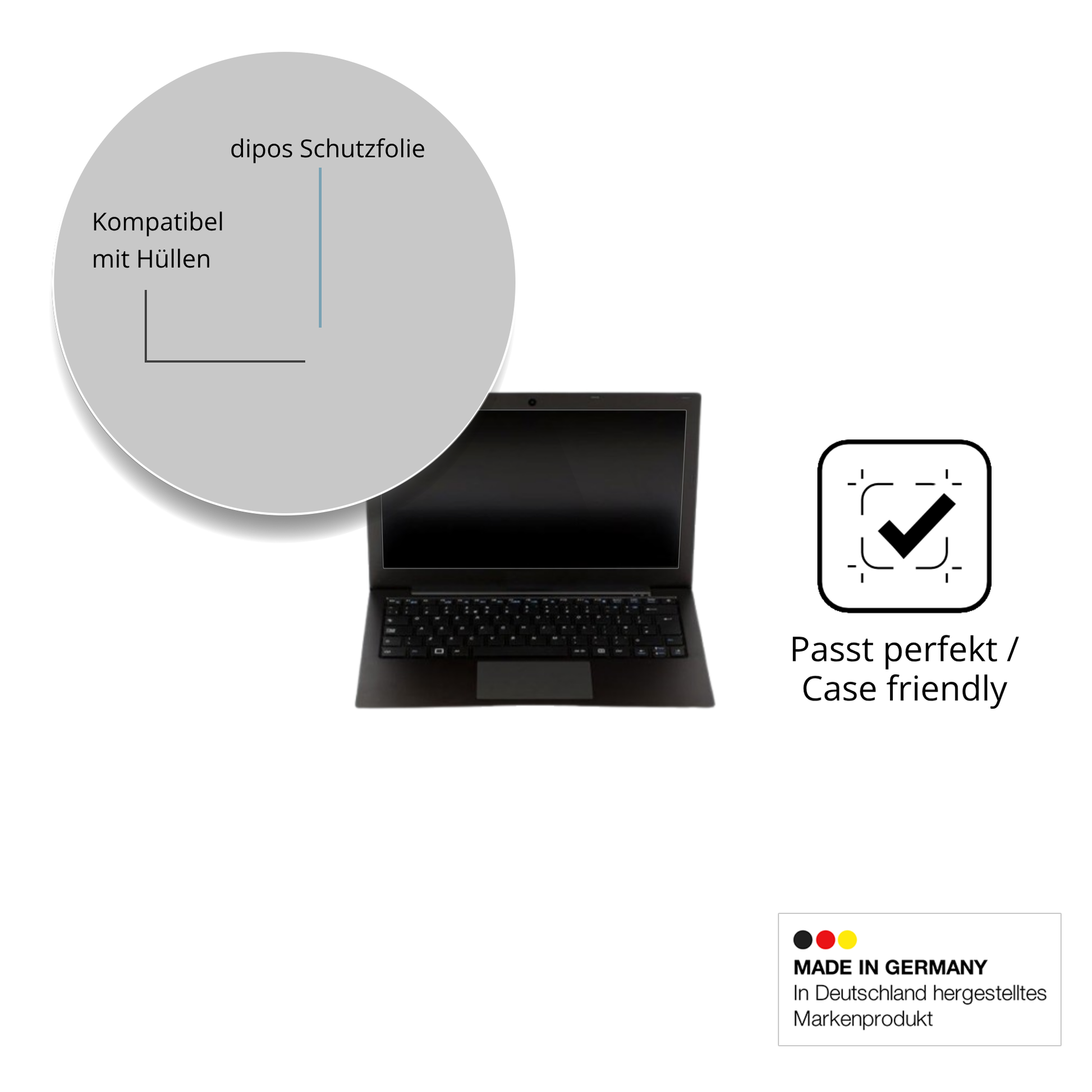 Schutzfolie mit optimaler Passform, zur Verwendung mit Hüllen geeignet