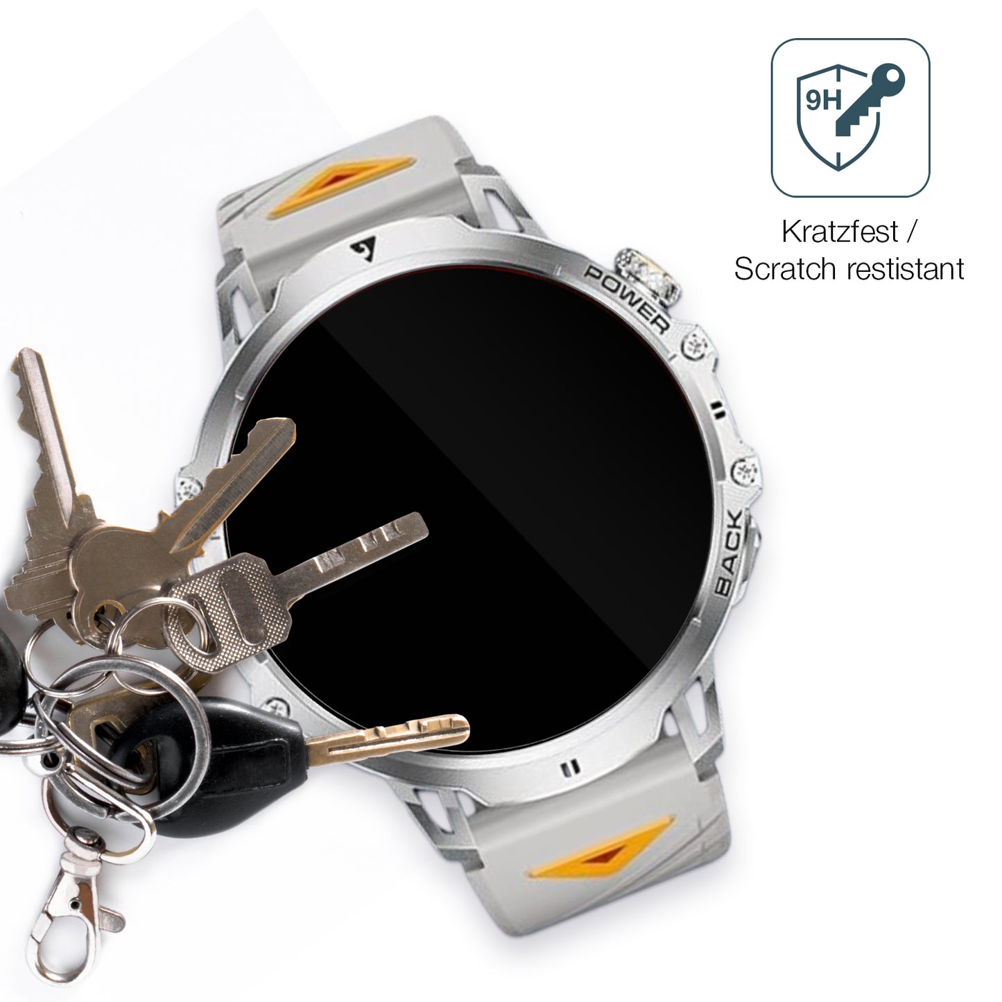 dipos Displayschutz für Lige Militär 1.85 Zoll Fitnessuhr, transparente Oberfläche, perfekte Passform auch für die Rundungen