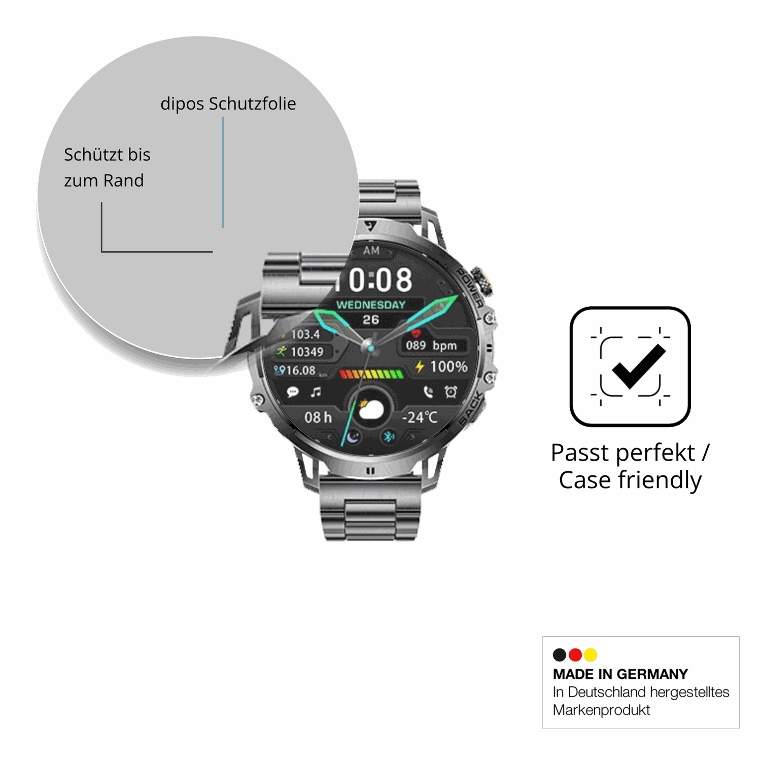 Schutzglasfolie mit optimaler Passform, zur Verwendung mit Hüllen geeignet