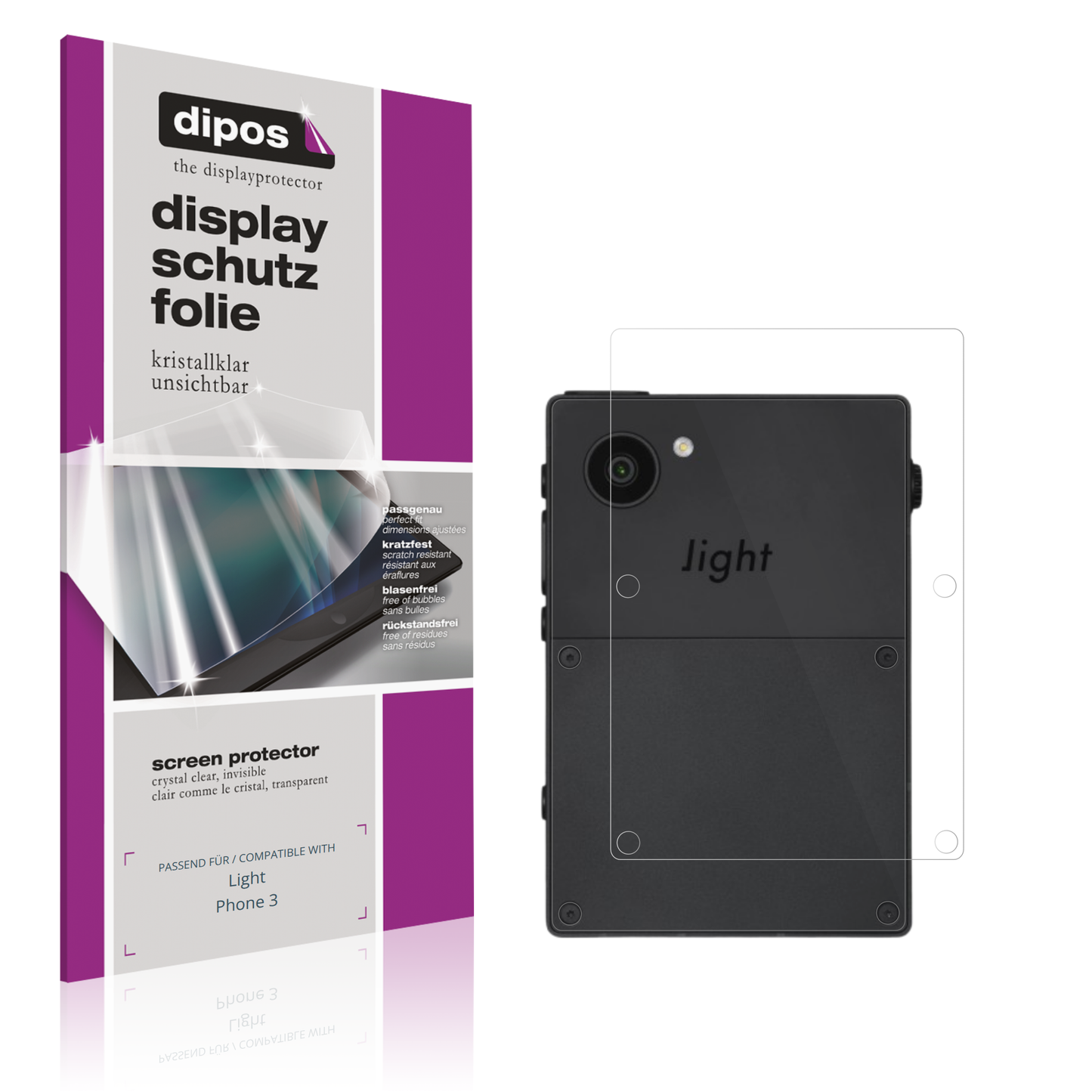 4x Schutzfolie klar für Light Phone 3 Rückseite Display-Schutzfolie