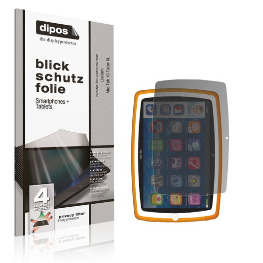 Blickschutzfolie von dipos passend für Lisciani Mio Tab 10 Tutor XL, präziser Zuschnitt und blasenfrei montiert