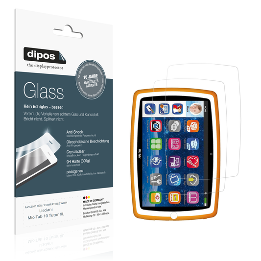 Klare Displayschutzfolie von dipos passend für Lisciani Mio Tab 10 Tutor XL, 9H kratzfest und blasenfrei montiert