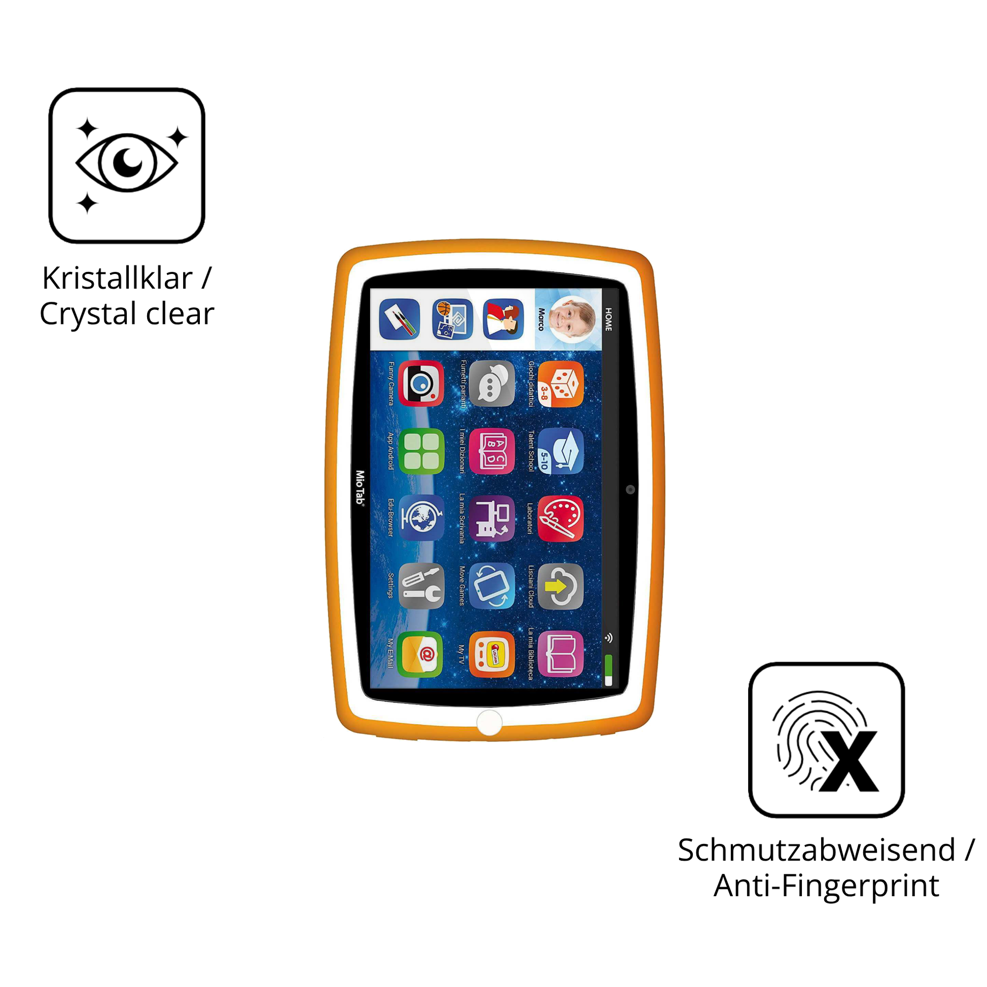 Flexible TPU-Folie passend zugeschnitten für Lisciani Mio Tab 10 Tutor XL, vollständige Abdeckung