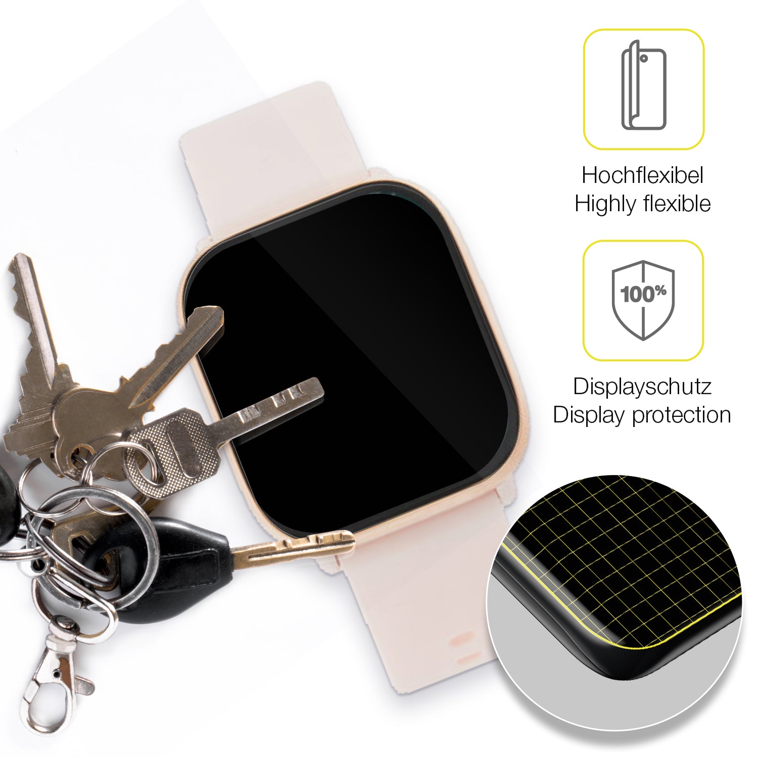 dipos Displayschutz für Liu Jo SWLJ082 1.85 Zoll, transparente Oberfläche, geringe Dicke und perfekte Passform