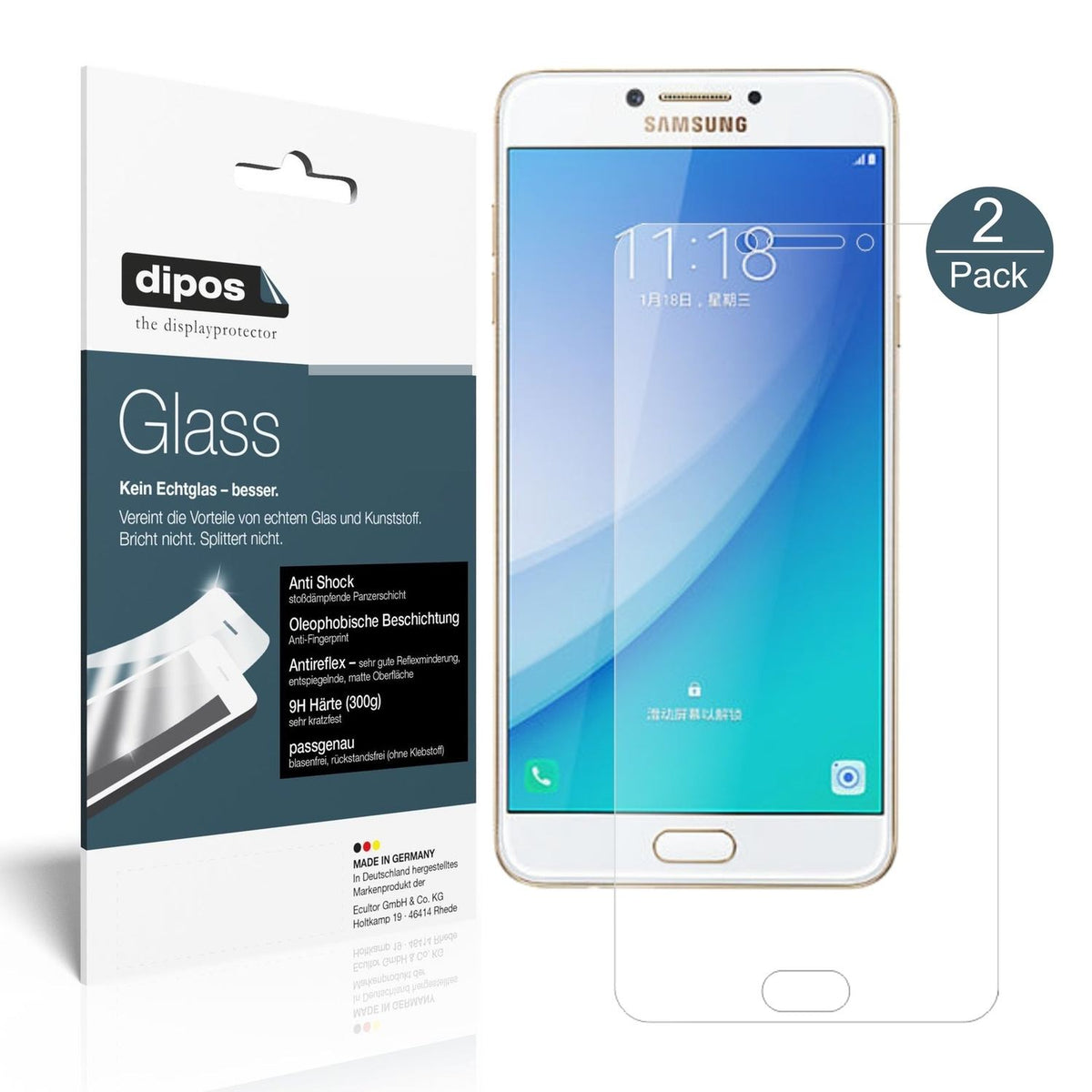 1x 9H Schutzfolie matt für Samsung Galaxy C7 Pro Panzerfolie