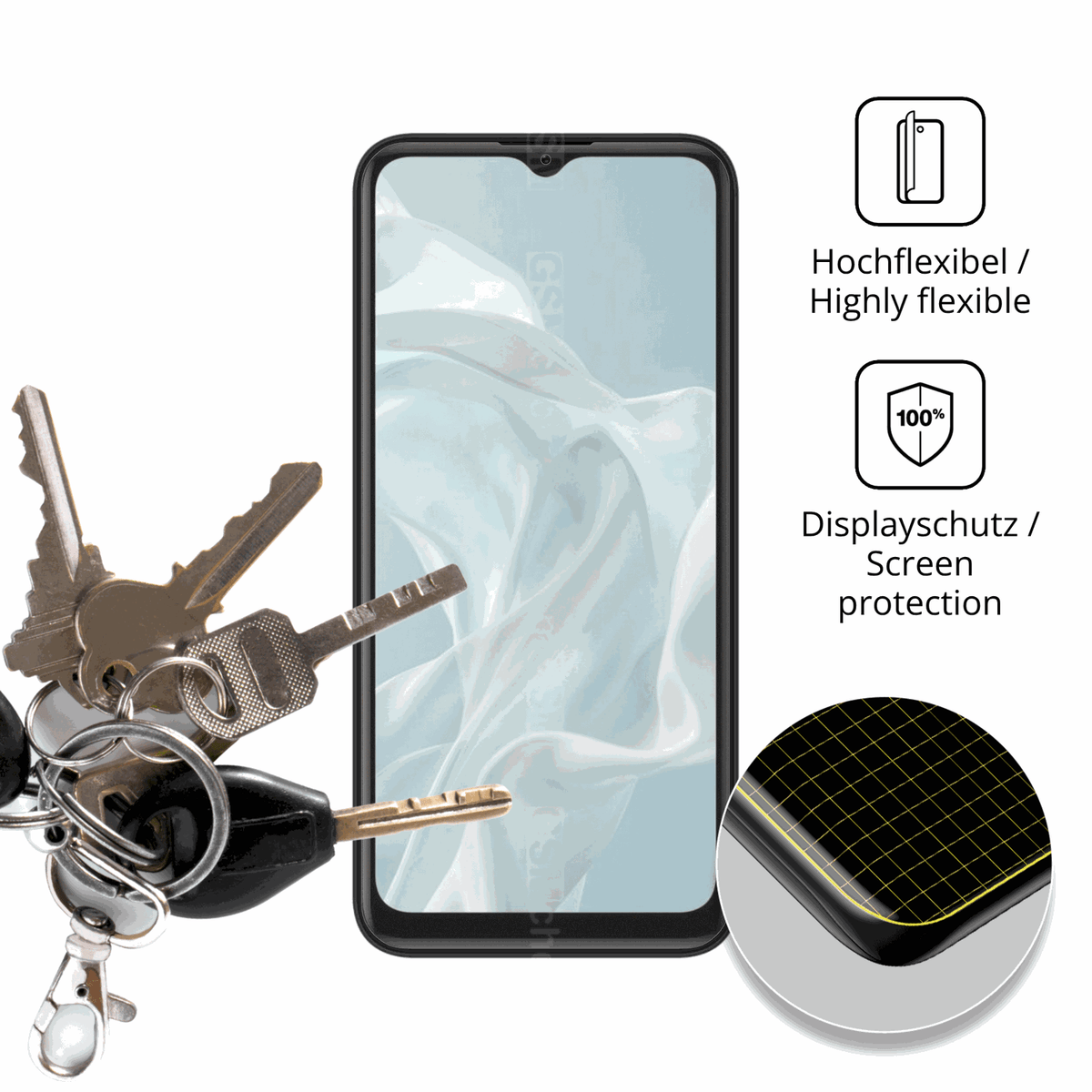 dipos Displayschutz für Logicom Aero, transparente Oberfläche, perfekte Passform auch für die Rundungen