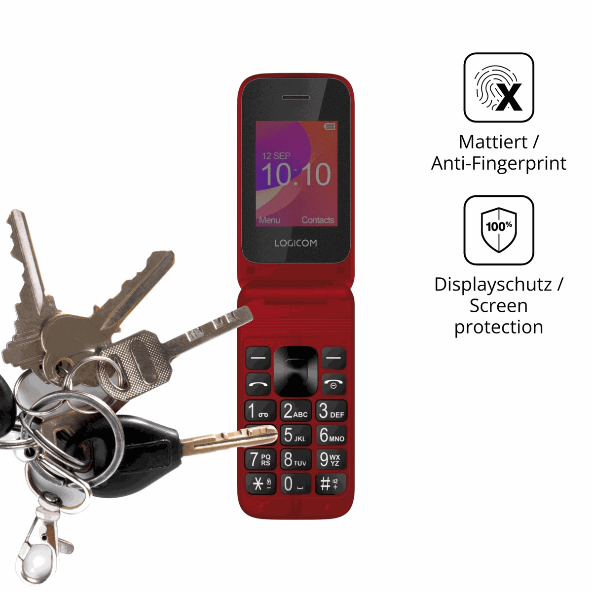 dipos Displayschutz für Logicom Fleep 190, mattierte Oberfläche, Blickschutzfilter und perfekter Passform