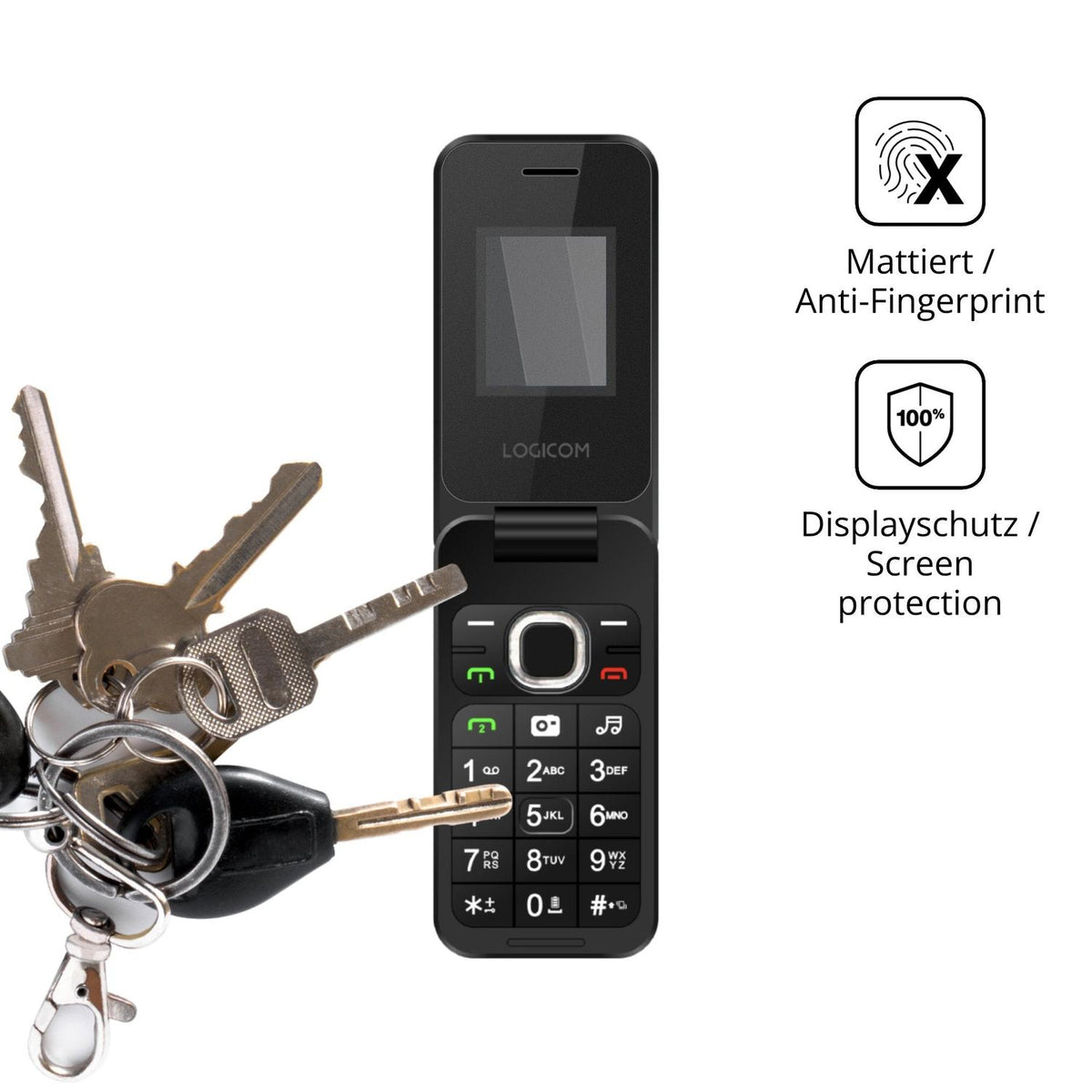 dipos Displayschutz für Logicom Fleep 460, mattierte Oberfläche, Blickschutzfilter und perfekter Passform