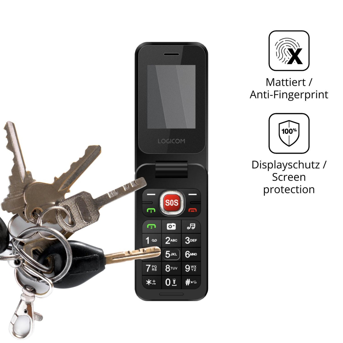 dipos Displayschutz für Logicom Fleep S90, mattierte Oberfläche, Blickschutzfilter und perfekter Passform