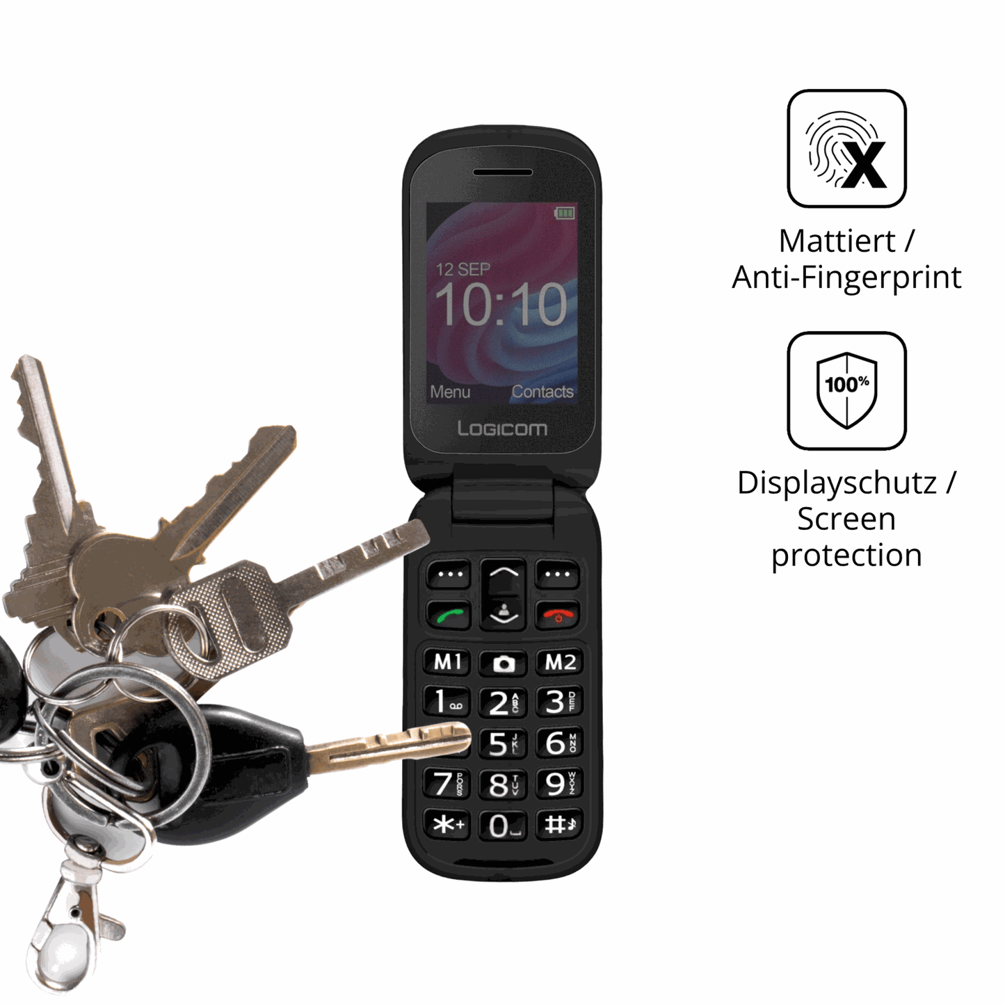 dipos Displayschutz für Logicom Fleep XL, mattierte Oberfläche, Blickschutzfilter und perfekter Passform