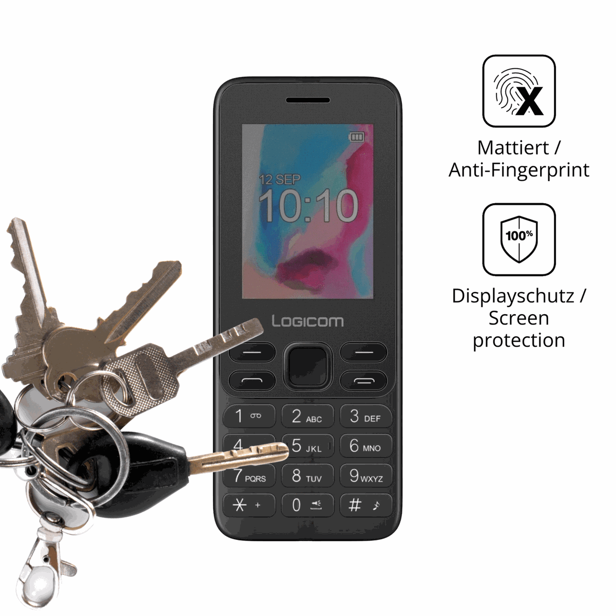 dipos Displayschutz für Logicom Kay 243, mattierte Oberfläche, Blickschutzfilter und perfekter Passform