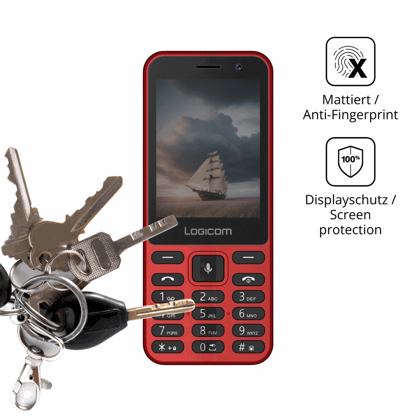 dipos Displayschutz für Logicom Kay 284, mattierte Oberfläche, Blickschutzfilter und perfekter Passform
