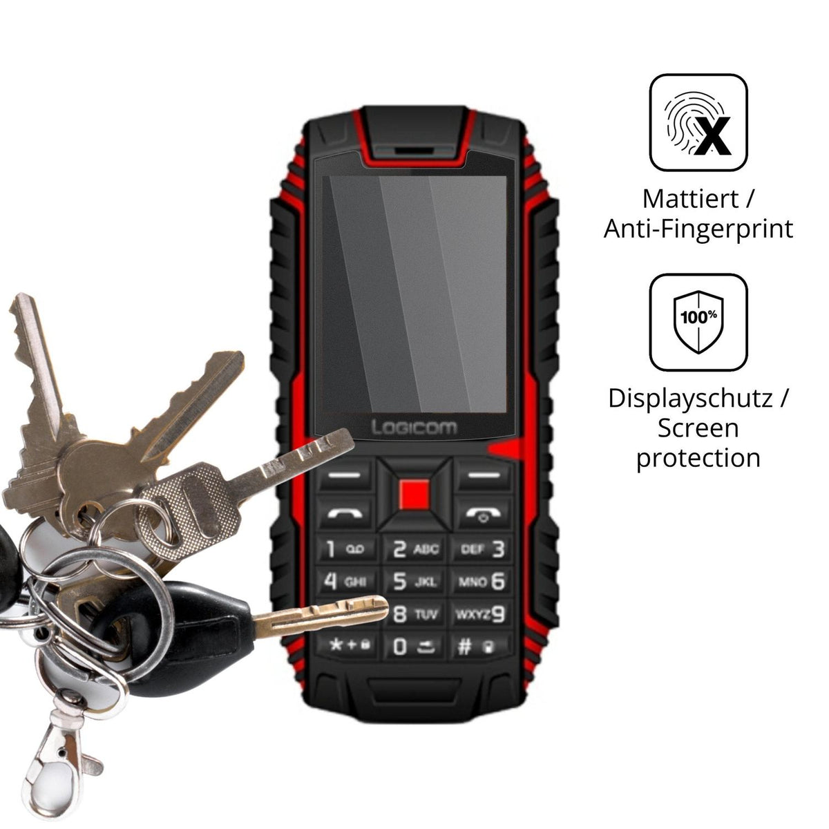 dipos Displayschutz für Logicom L-Xtrem 20, mattierte Oberfläche, Blickschutzfilter und perfekter Passform