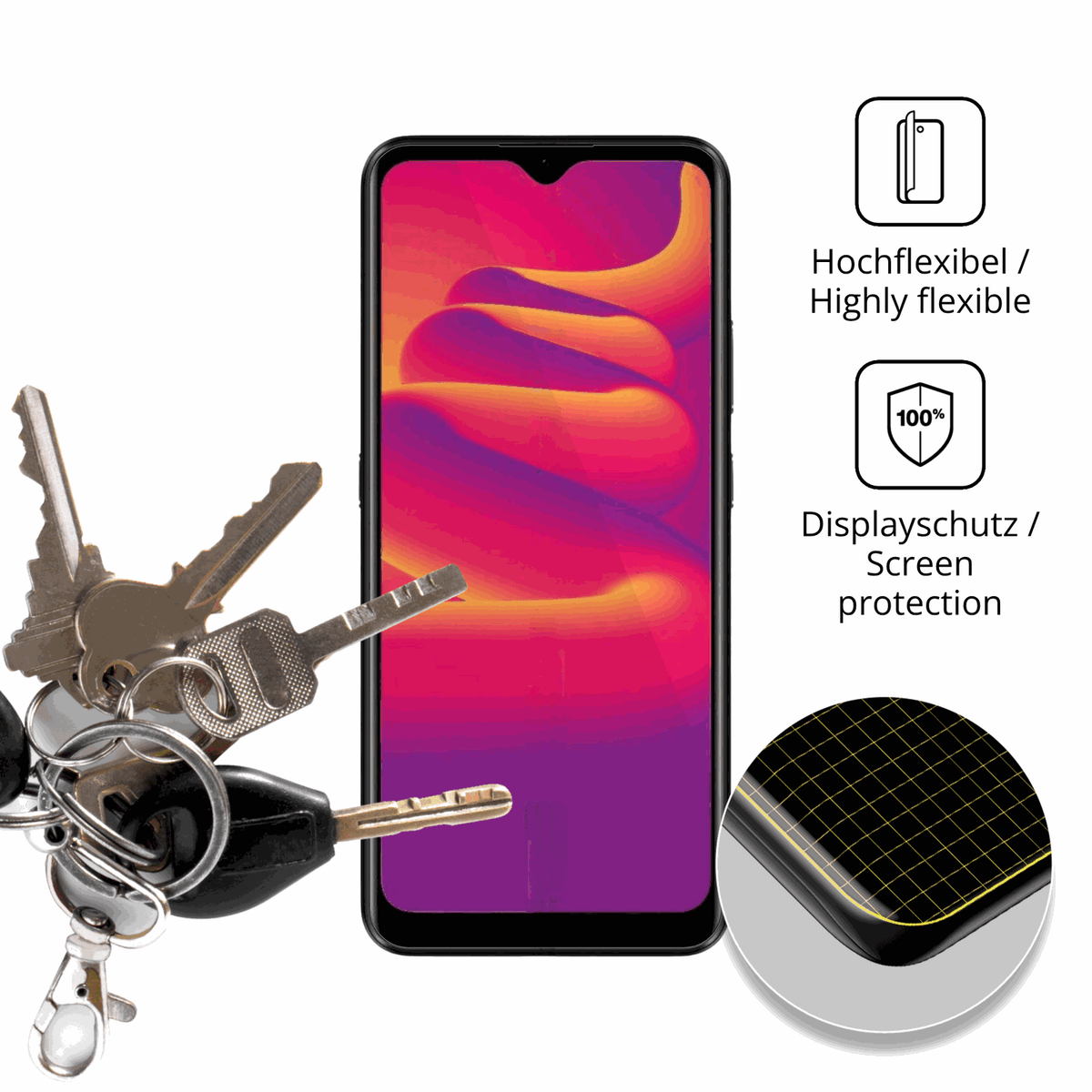 dipos Displayschutz für Logicom Luma, transparente Oberfläche, geringe Dicke und perfekte Passform
