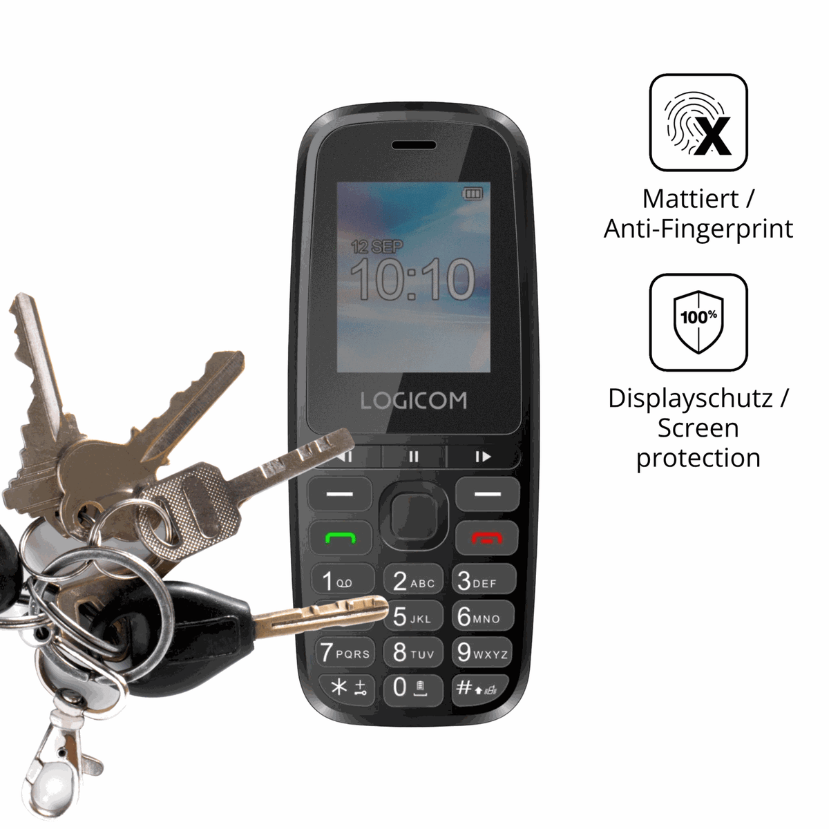 dipos Displayschutz für Logicom P197e, mattierte Oberfläche, Blickschutzfilter und perfekter Passform