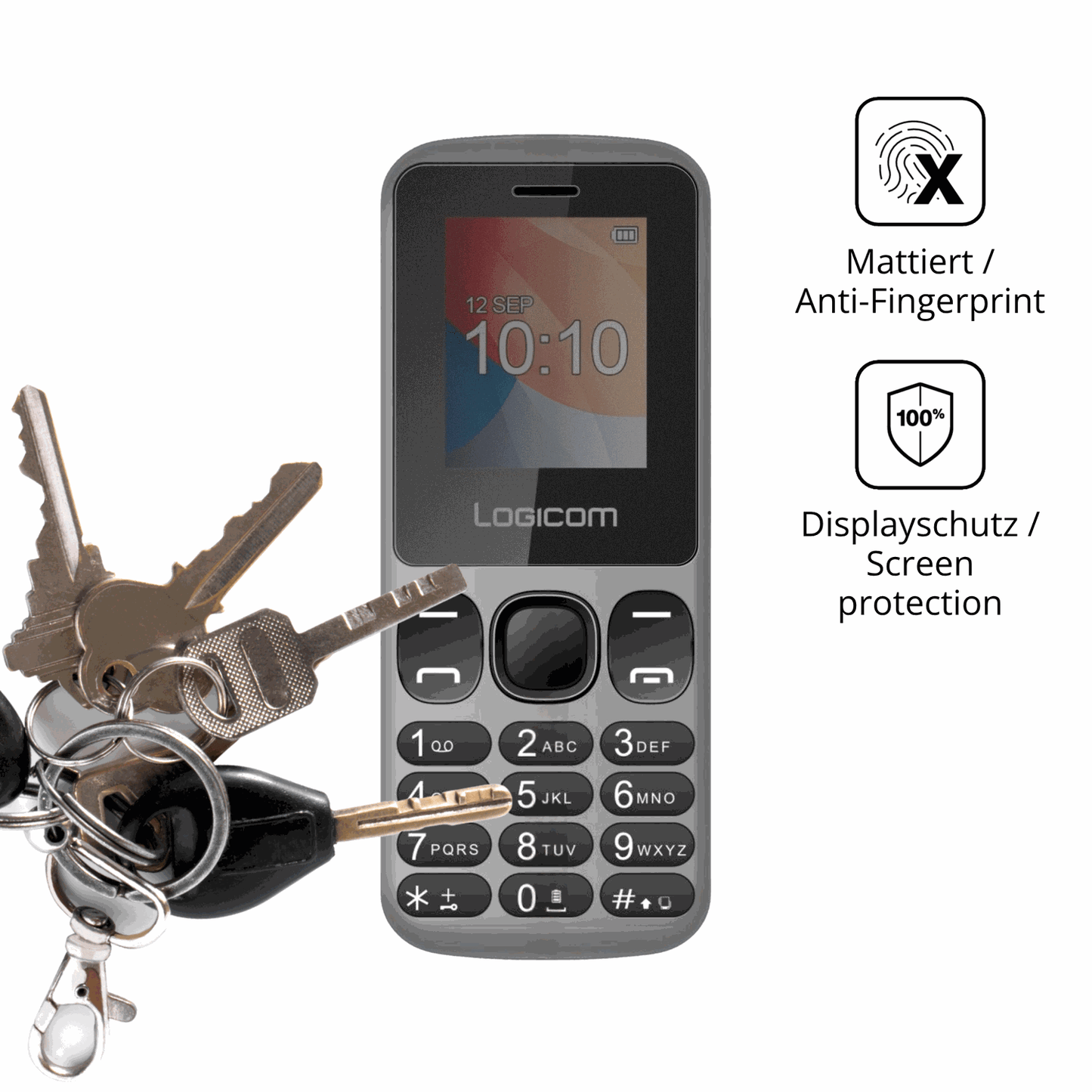 dipos Displayschutz für Logicom Posh 186, mattierte Oberfläche, Blickschutzfilter und perfekter Passform