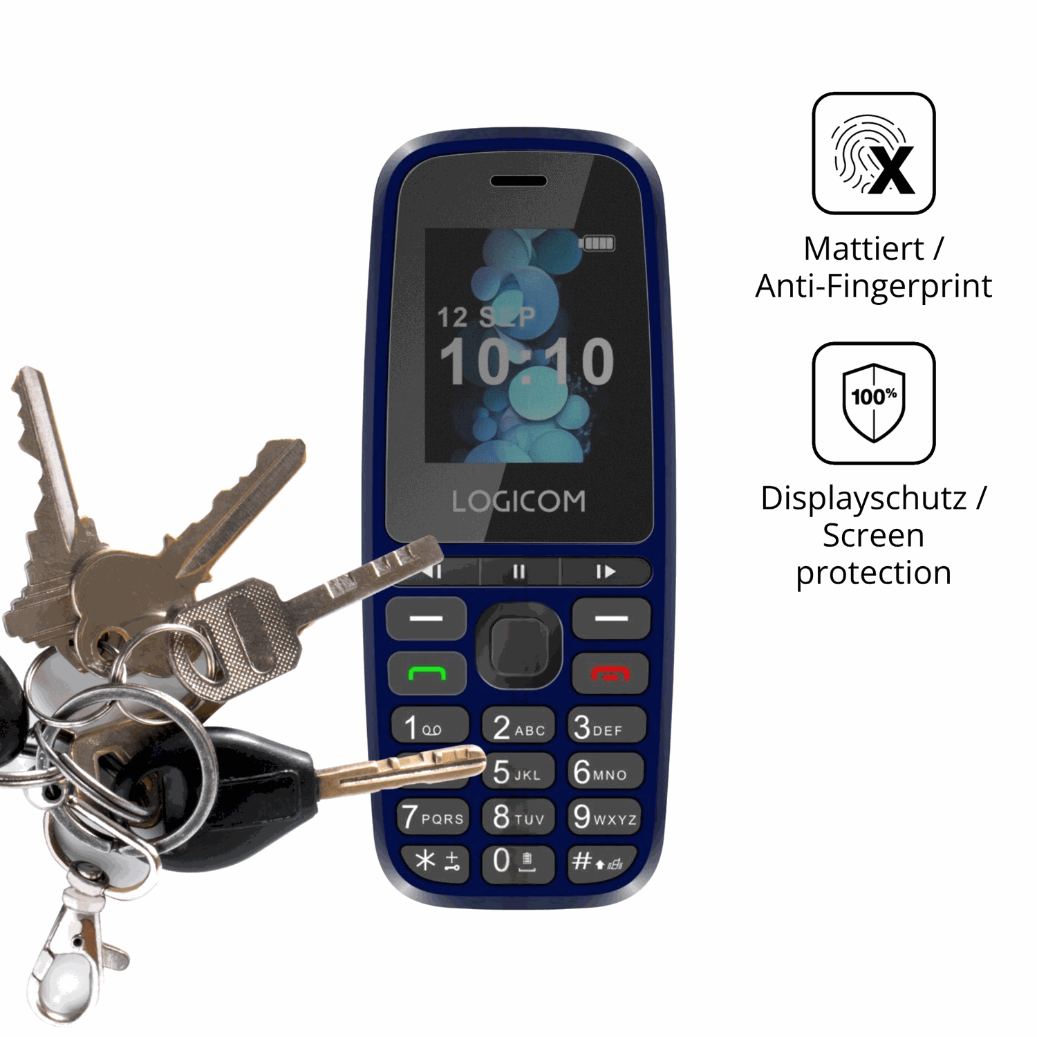 dipos Displayschutz für Logicom Posh 402, mattierte Oberfläche, Blickschutzfilter und perfekter Passform