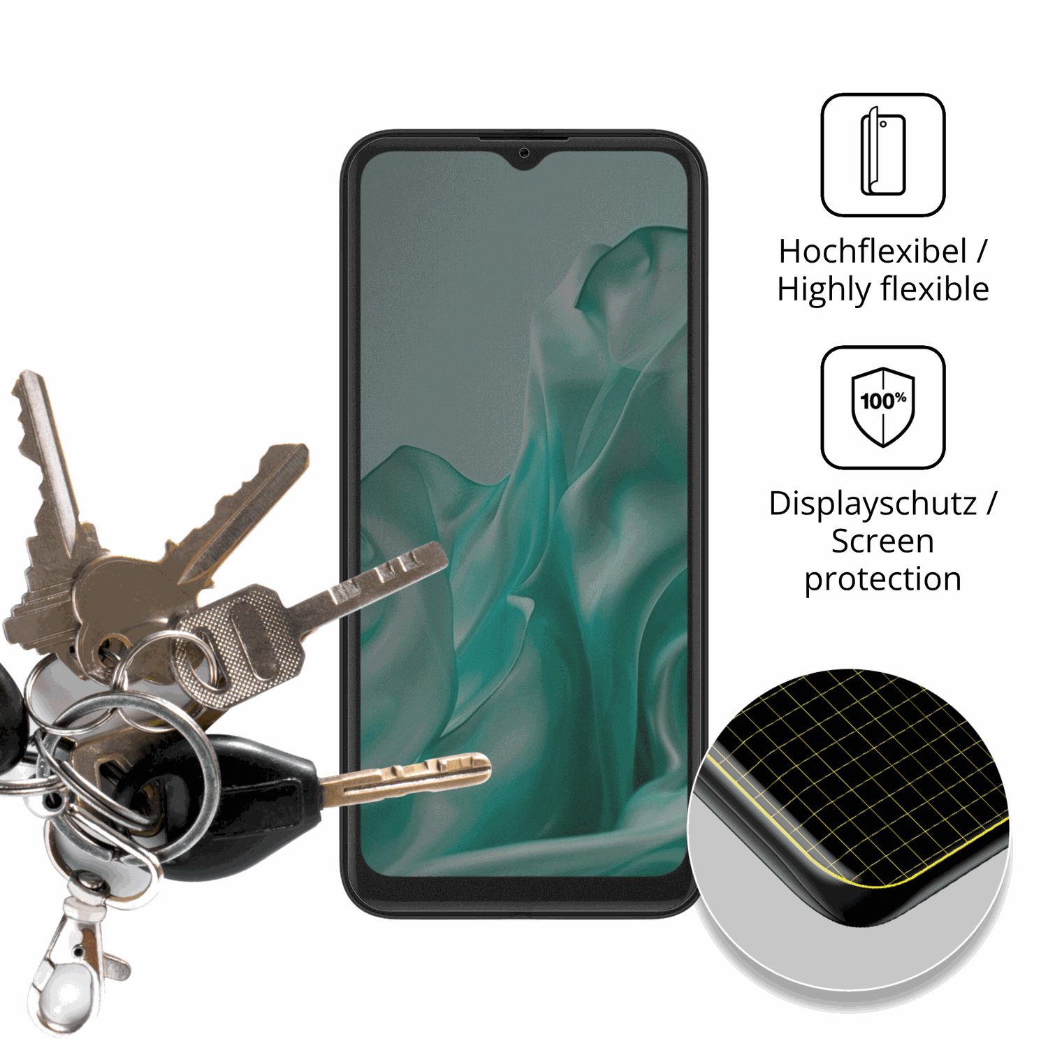 dipos Displayschutz für Logicom Sense, mit Blickschutzfilter und perfekter Passform auch für die Rundungen