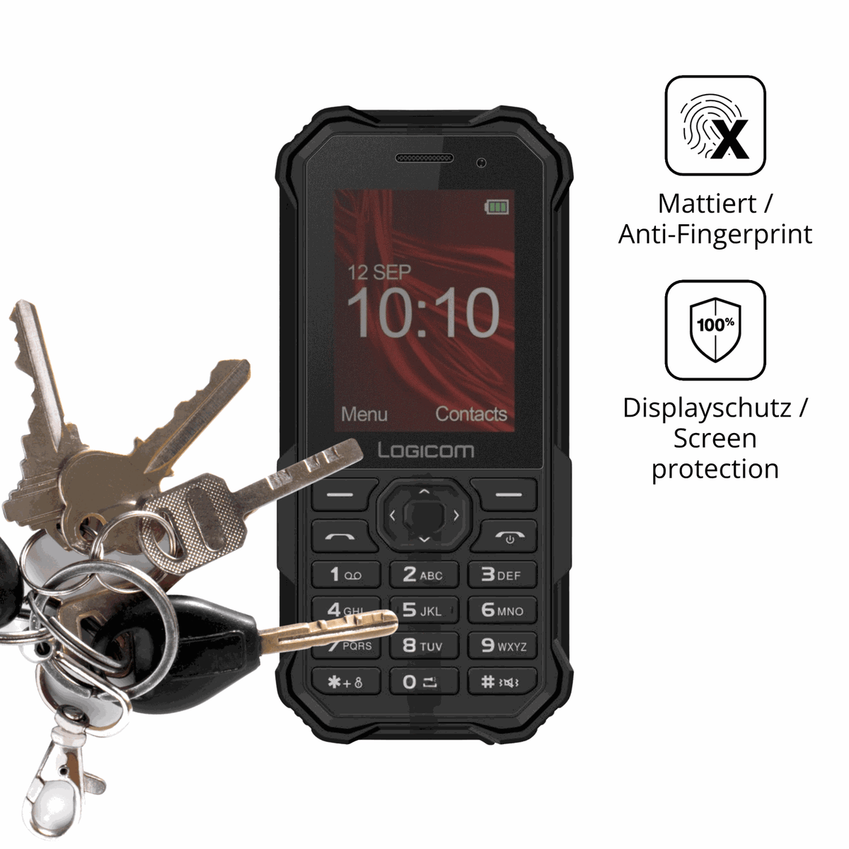 dipos Displayschutz für Logicom Xtrem-30, mattierte Oberfläche, Blickschutzfilter und perfekter Passform