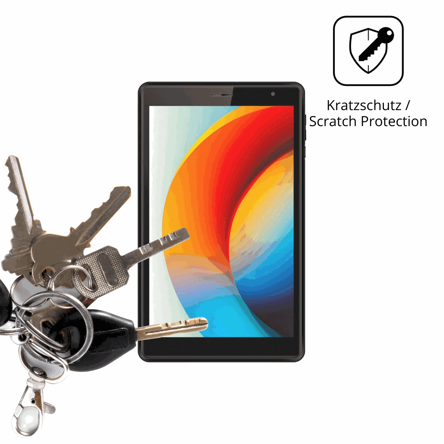 Schutz gegen Kratzer auf dem Logicom Tab 80 8 Zoll Glas durch Schlüssel oder Ähnliches