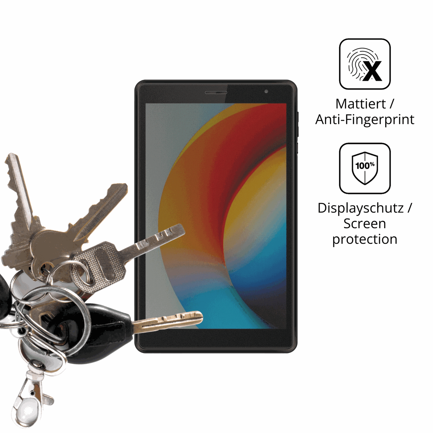 dipos Displayschutz für Logicom Tab 80 8 Zoll, mattierte Oberfläche, Blickschutzfilter und perfekter Passform