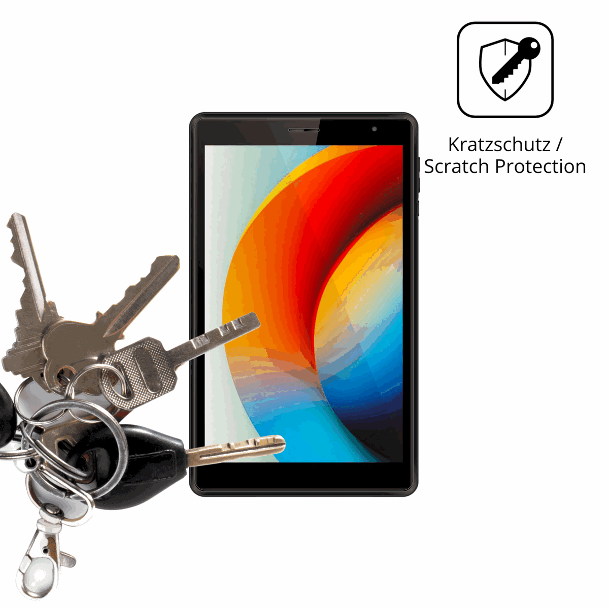 Schutz gegen Kratzer auf dem Logicom Tab 80 8 Zoll Glas durch Schlüssel oder Ähnliches