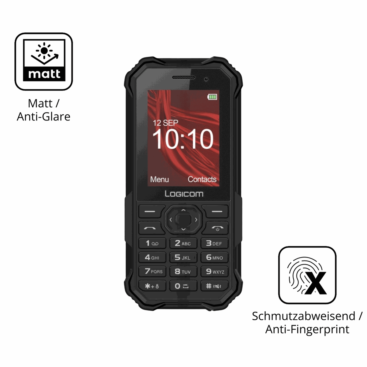2x 9H Schutzfolie matt für Logicom Xtrem-30 Panzerfolie