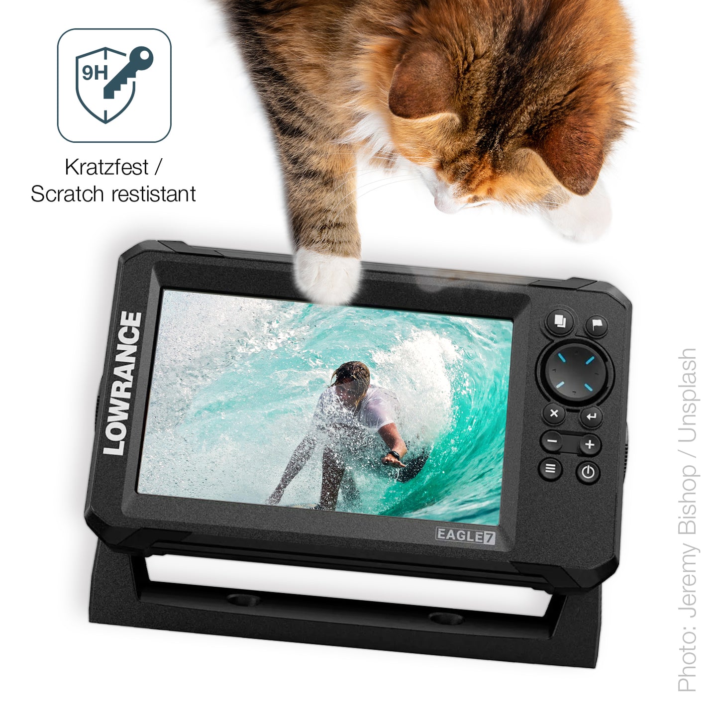 dipos Displayschutz für Lowrance Eagle 7, transparente Oberfläche, perfekte Passform auch für die Rundungen