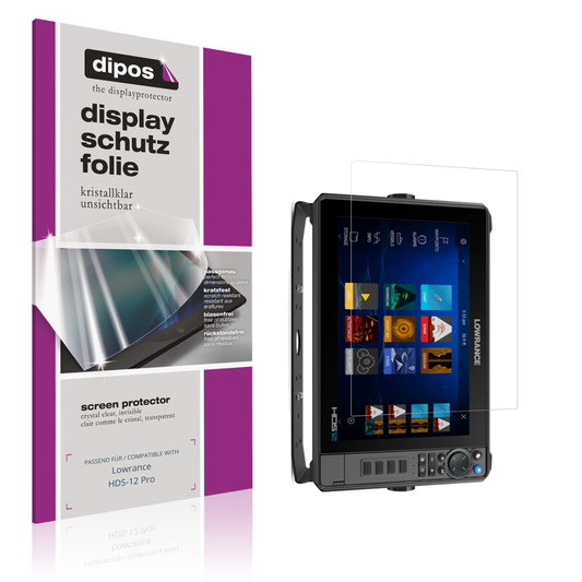 Klare Displayschutzfolie von dipos passend für lowrancehds-12 pro, präziser Zuschnitt und blasenfrei montiert