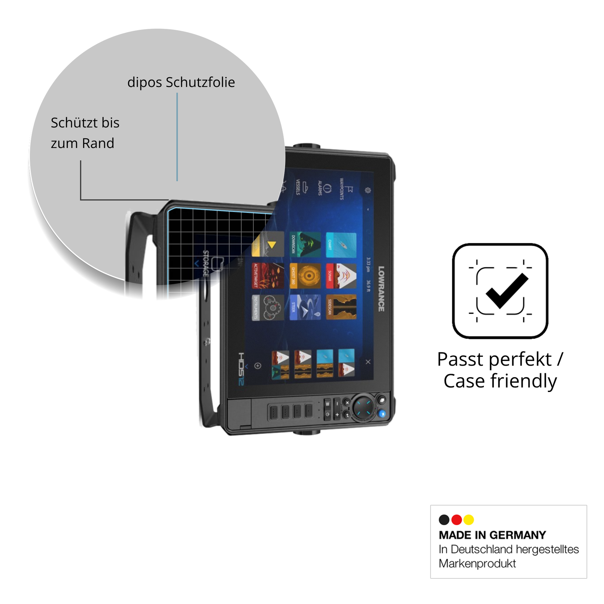 Schutzglasfolie mit optimaler Passform, zur Verwendung mit Hüllen geeignet